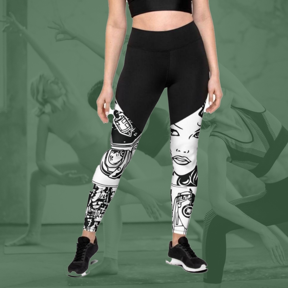 Black And White Comic Book Women Compression Legging