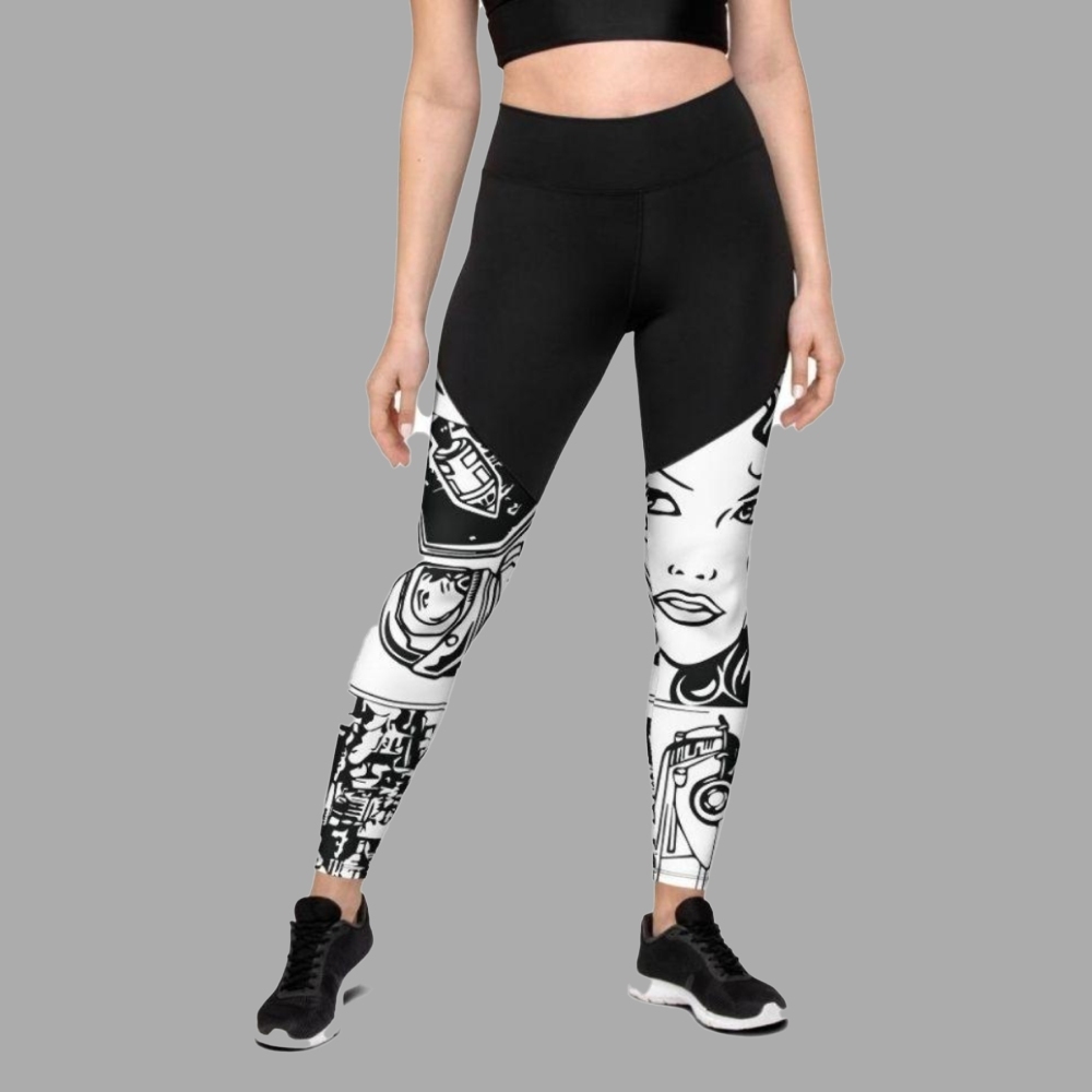 Black And White Comic Book Women Compression Legging