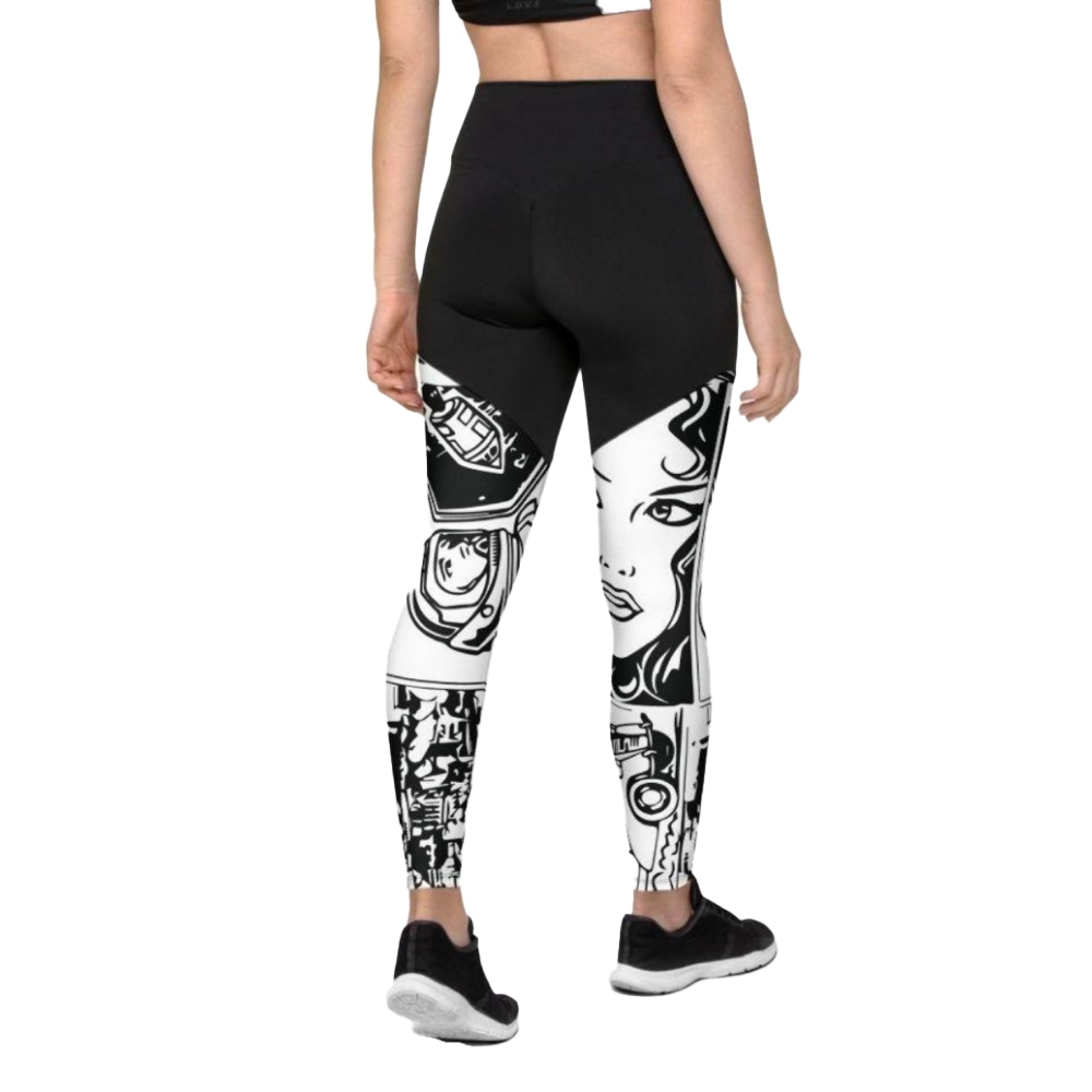 Black And White Comic Book Women Compression Legging