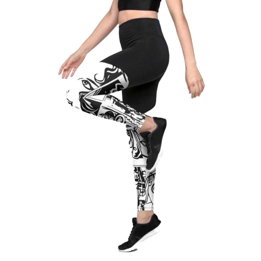 Black And White Comic Book Women Compression Legging