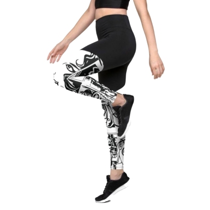 Black And White Comic Book Women Compression Legging