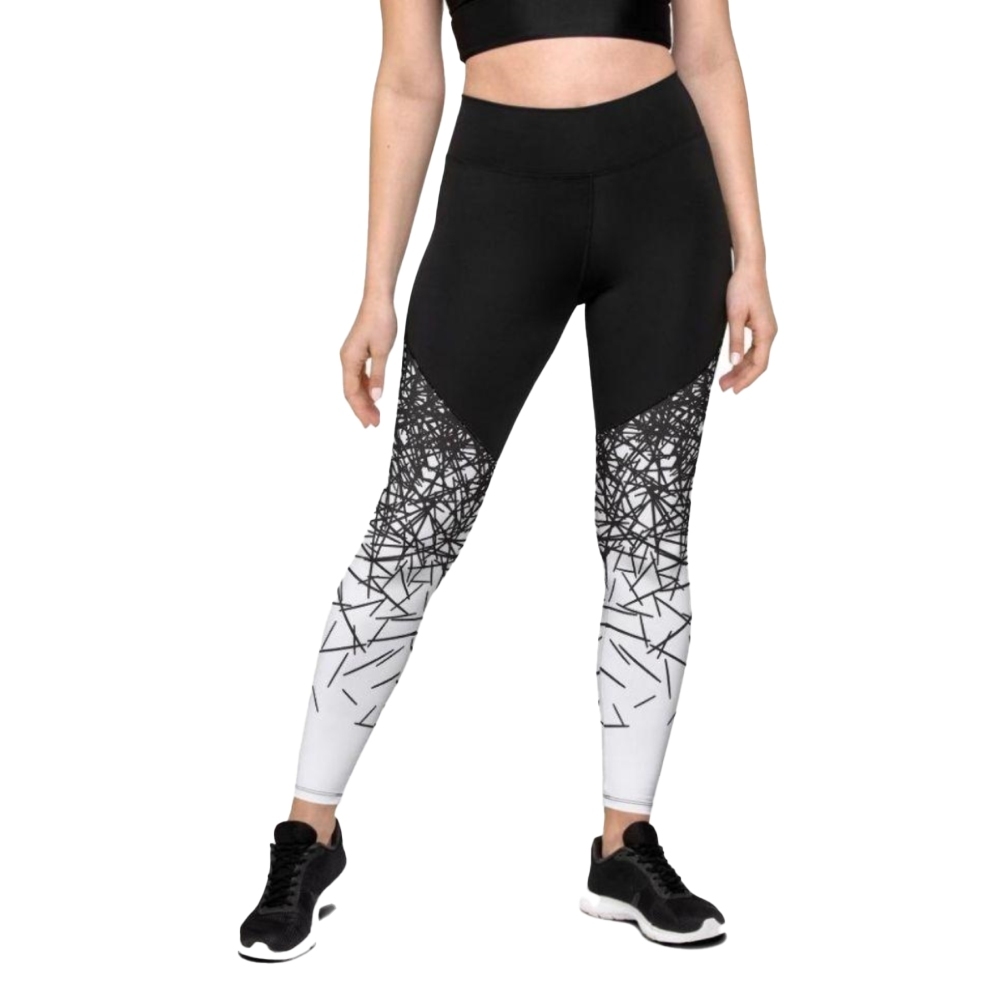 Black And White Ombre Women Compression Legging