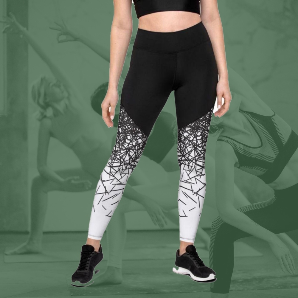 Black And White Ombre Women Compression Legging