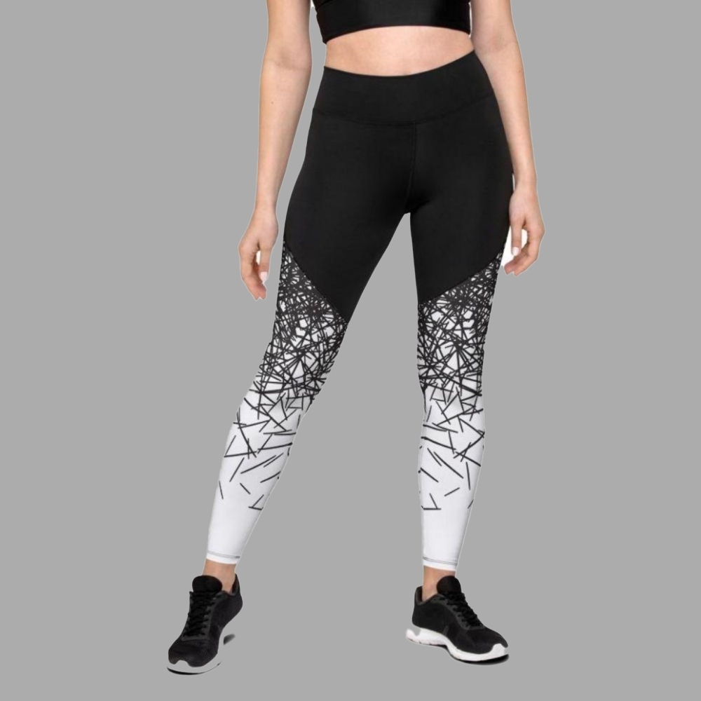 Black And White Ombre Women Compression Legging