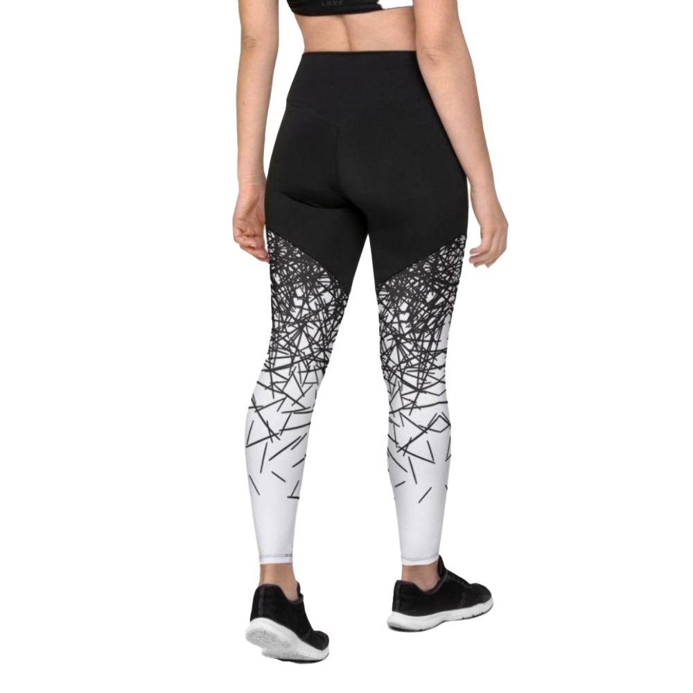 Black And White Ombre Women Compression Legging