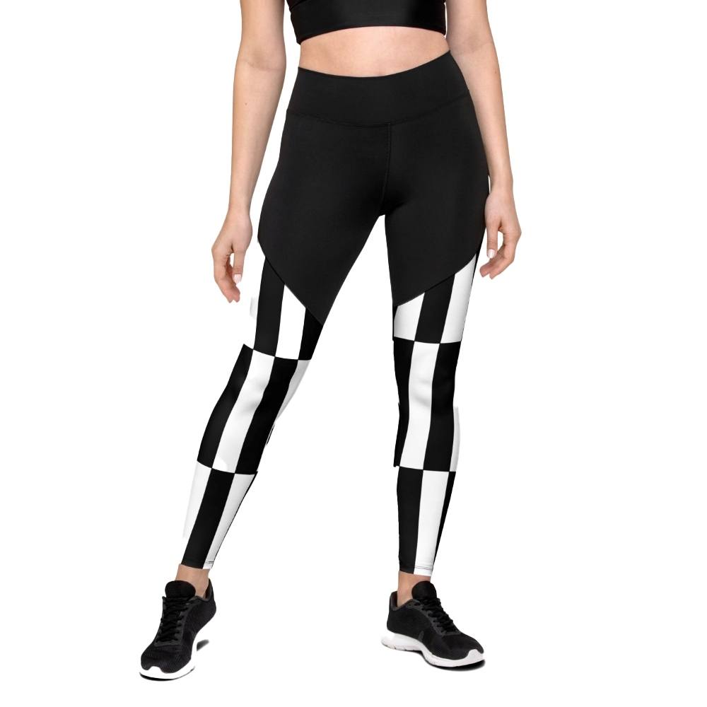 Black And White Optical Illusion Women Compression Legging