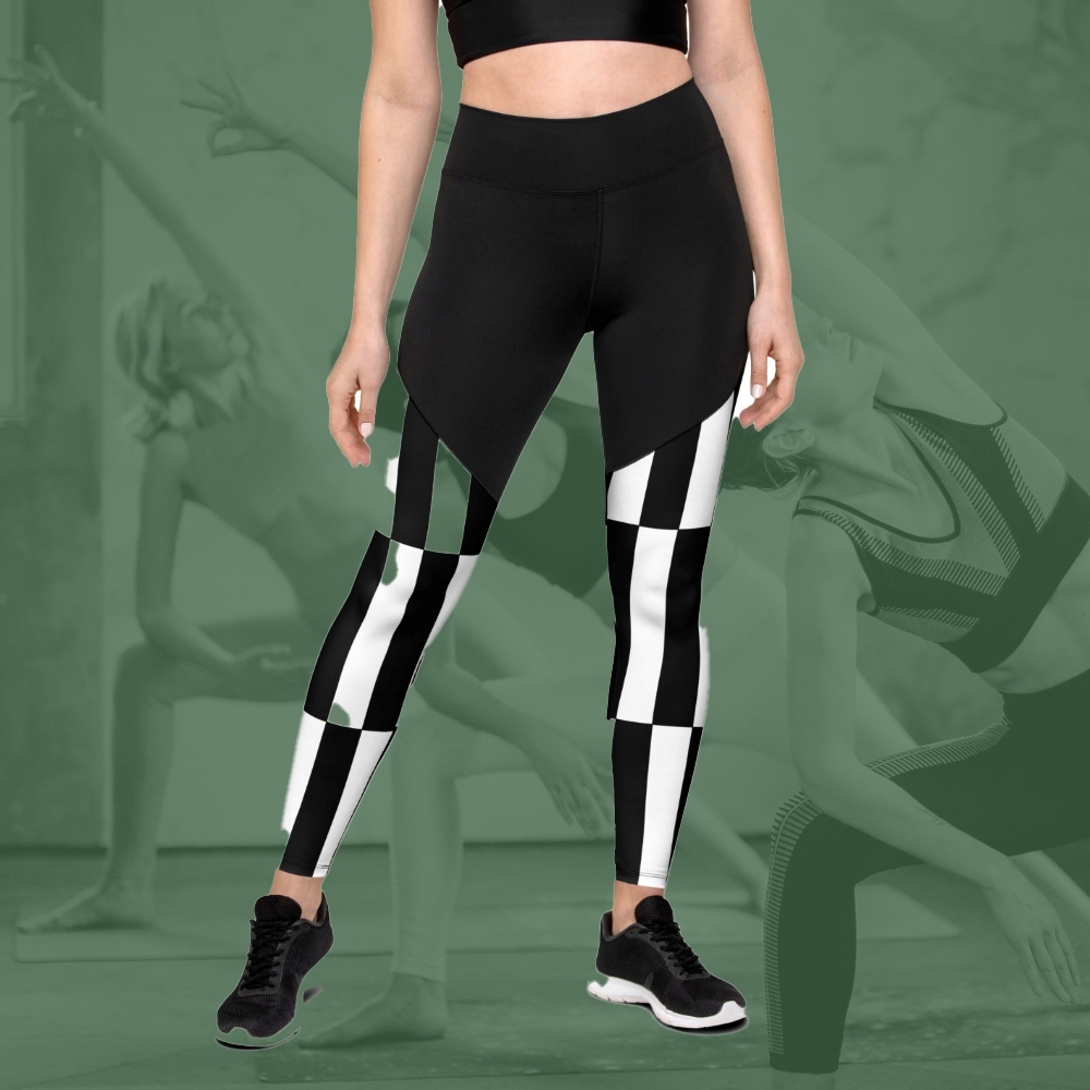 Black And White Optical Illusion Women Compression Legging