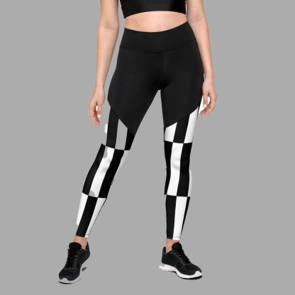 Black And White Optical Illusion Women Compression Legging