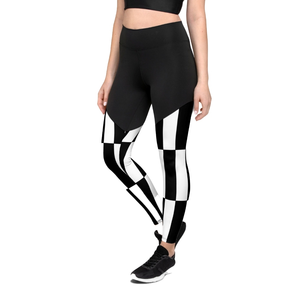 Black And White Optical Illusion Women Compression Legging