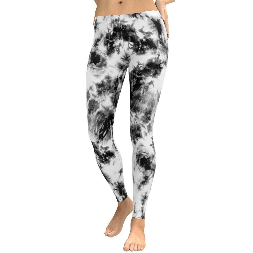 Black And White Tie Dye lady Compression Legging