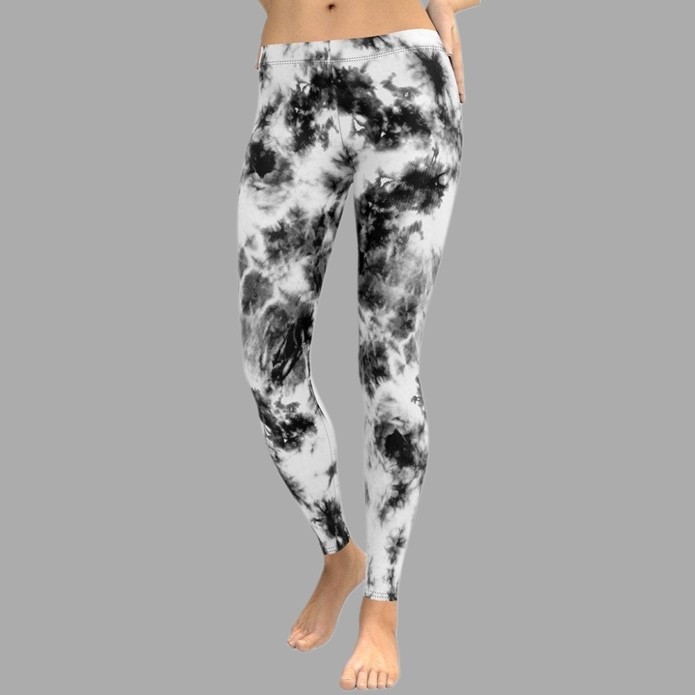 Black And White Tie Dye lady Compression Legging