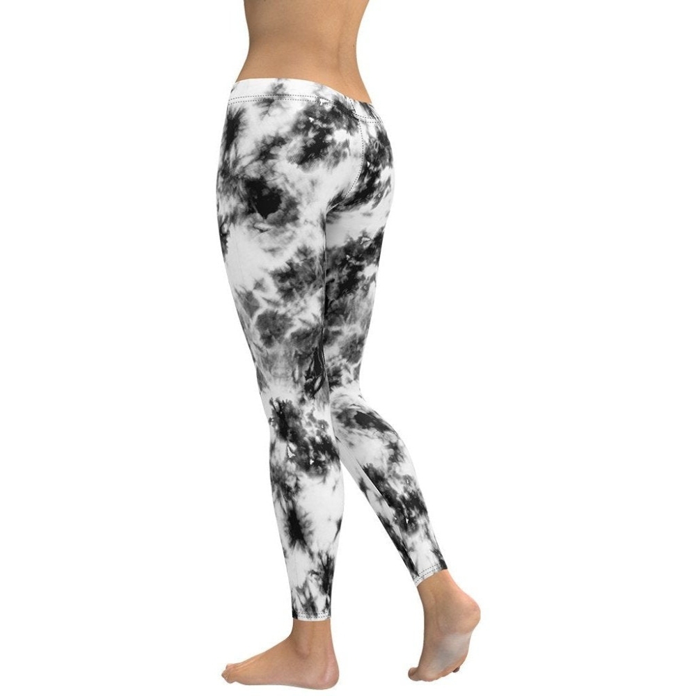 Black And White Tie Dye lady Compression Legging