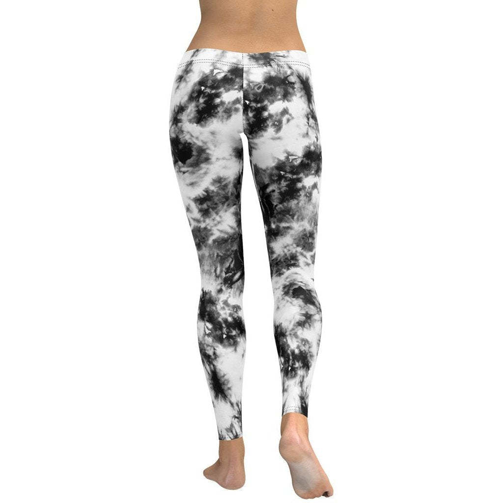Black And White Tie Dye lady Compression Legging