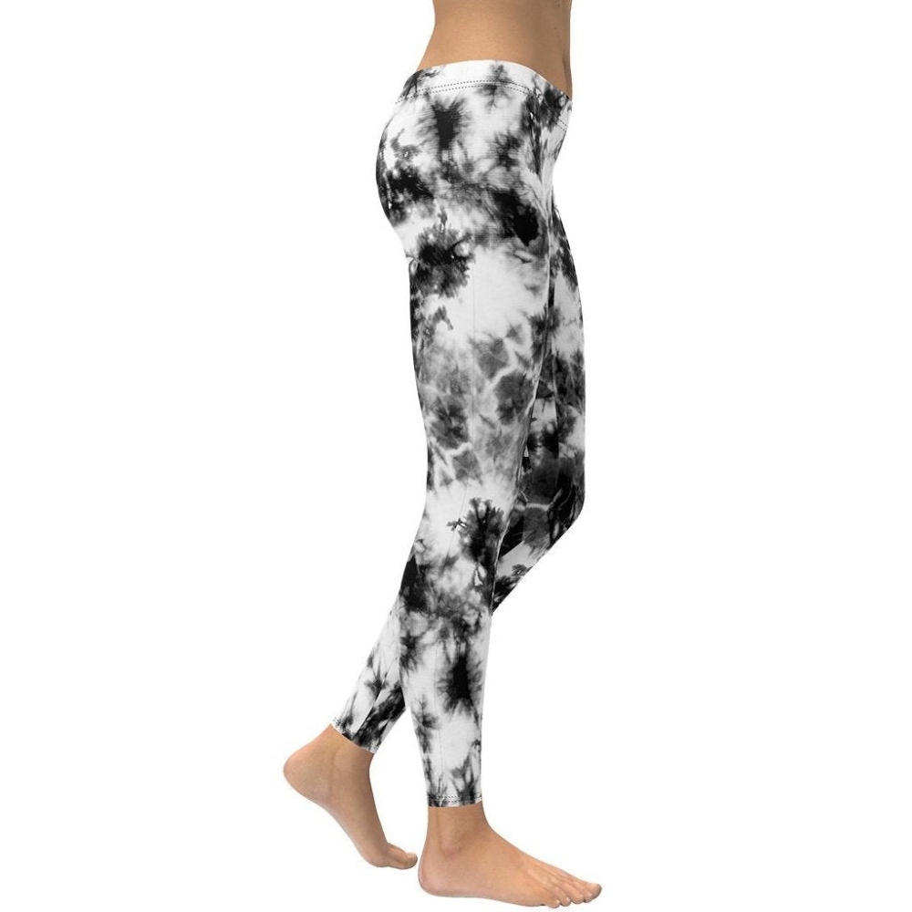 Black And White Tie Dye lady Compression Legging