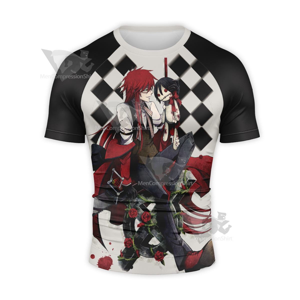 Black Butler Grell Sutcliff Black Short Sleeve Compression Shirt