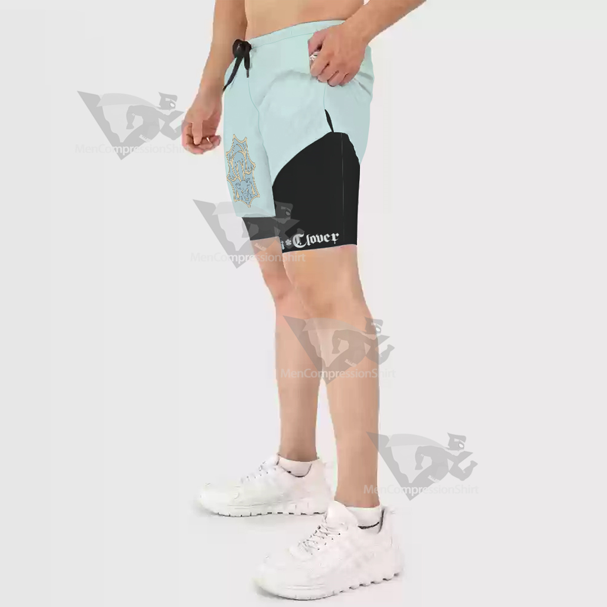 Black Clover Aqua Deer Blue Men Compression Gym Short