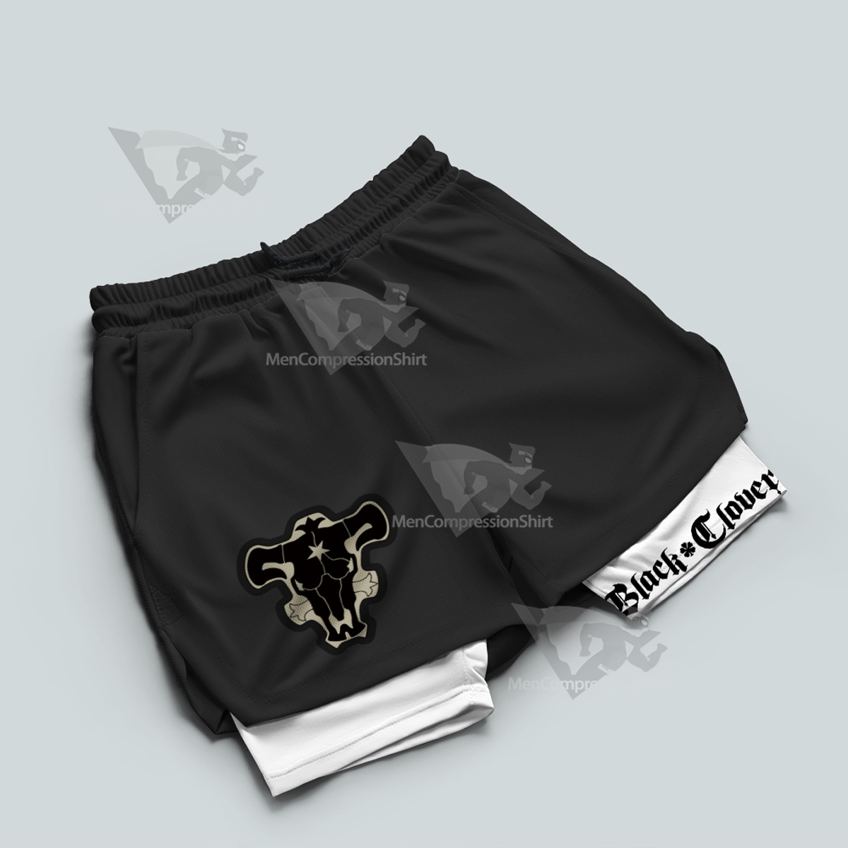 Black Clover Black Bulls Black Men Compression Gym Short