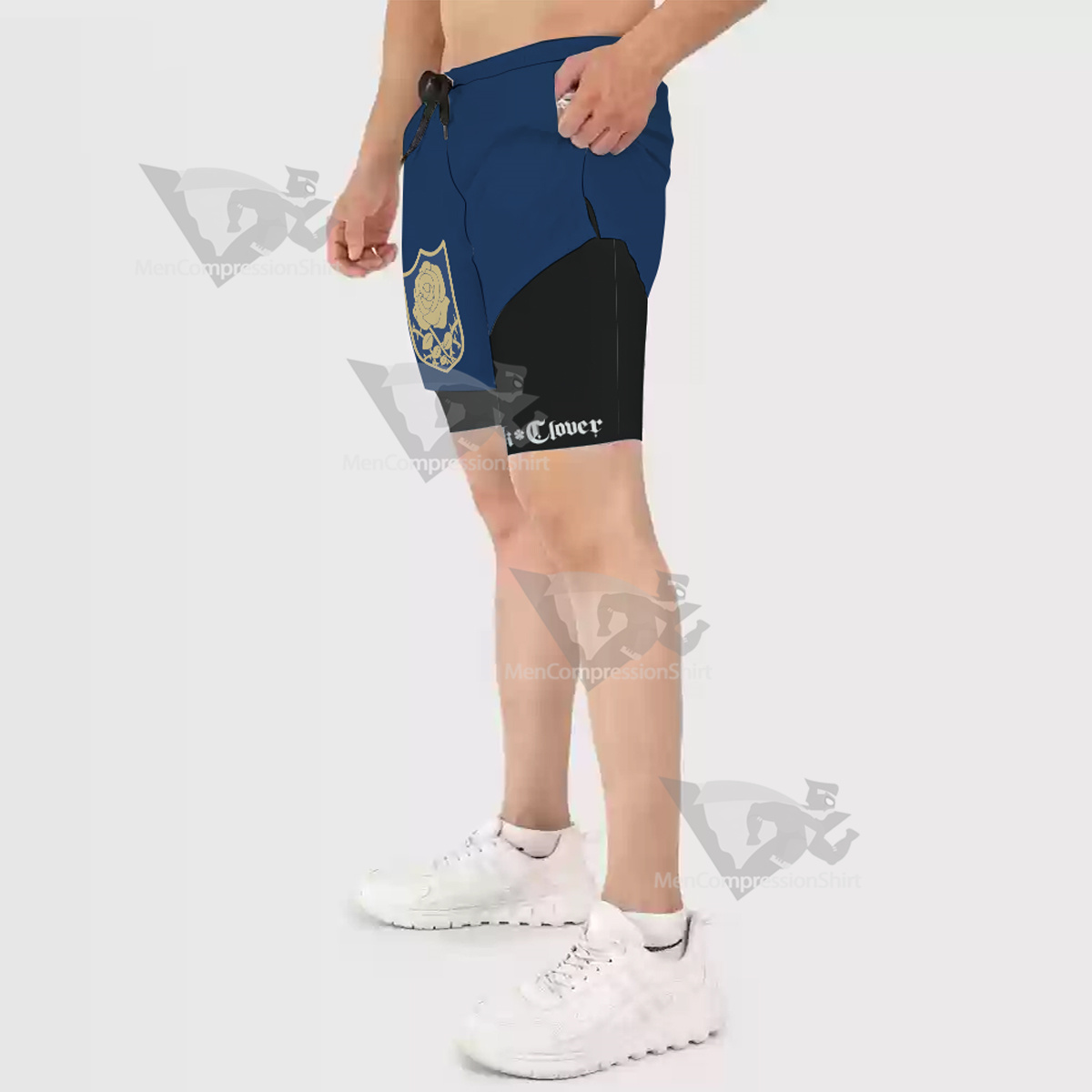 Black Clover Blue Roses Blue Men Compression Gym Short