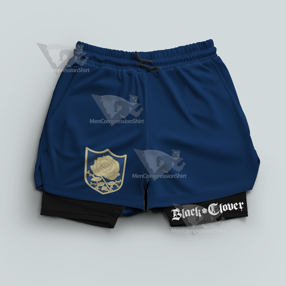 Black Clover Blue Roses Blue Men Compression Gym Short