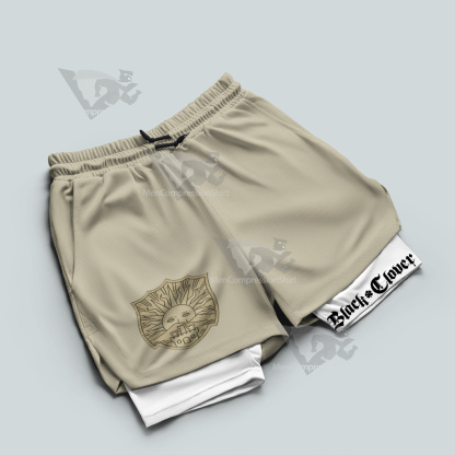 Black Clover Golden Dawn Yellow Men Compression Gym Short