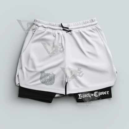 Black Clover Silver Eagles White Men Compression Gym Short