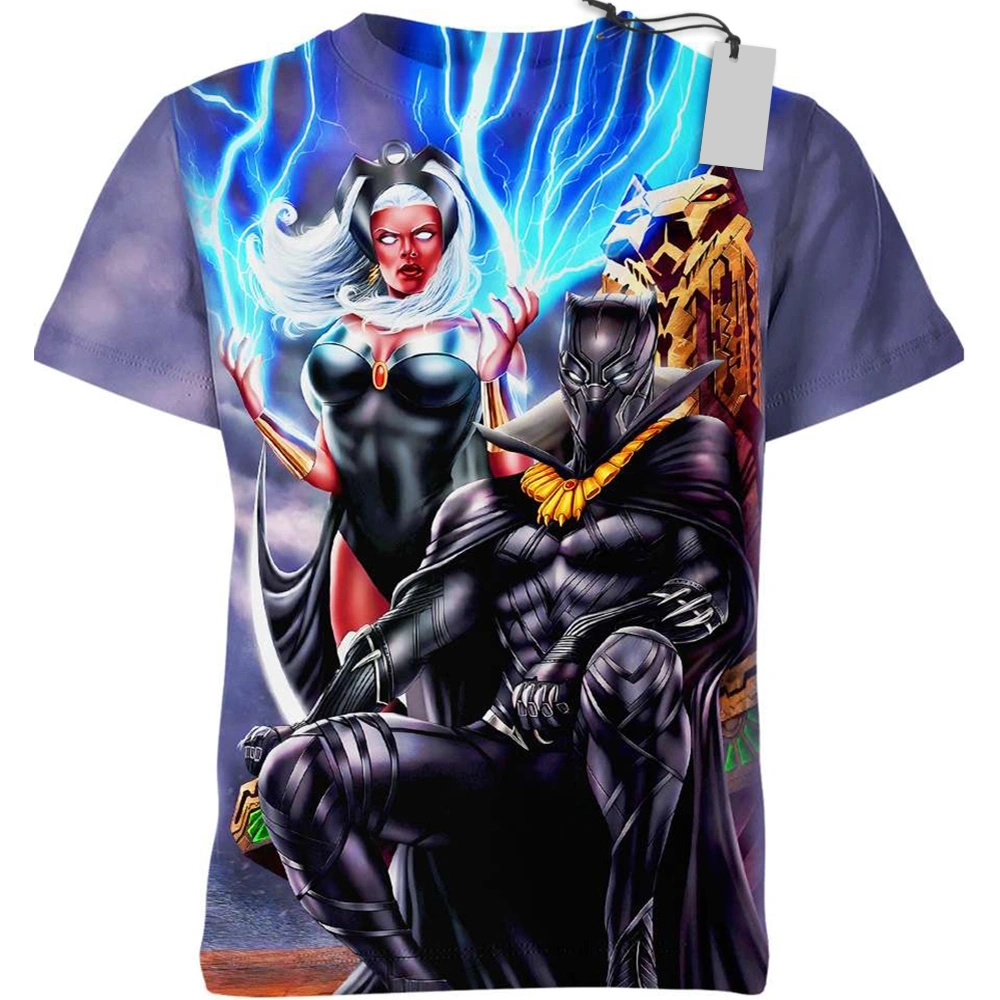 Black Panther And Storm T-Shirt X-Men Avengers Superpower Heroes T-Shirt