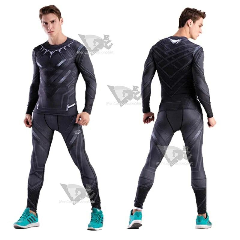 Black Panther men Compression Shirt Set