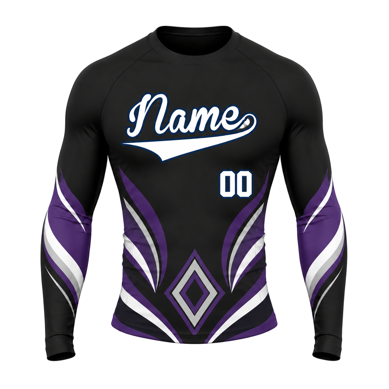 Diamond Armor Black Customizable Long Sleeve Compression Shirt