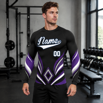 Diamond Armor Black Customizable Long Sleeve Compression Shirt