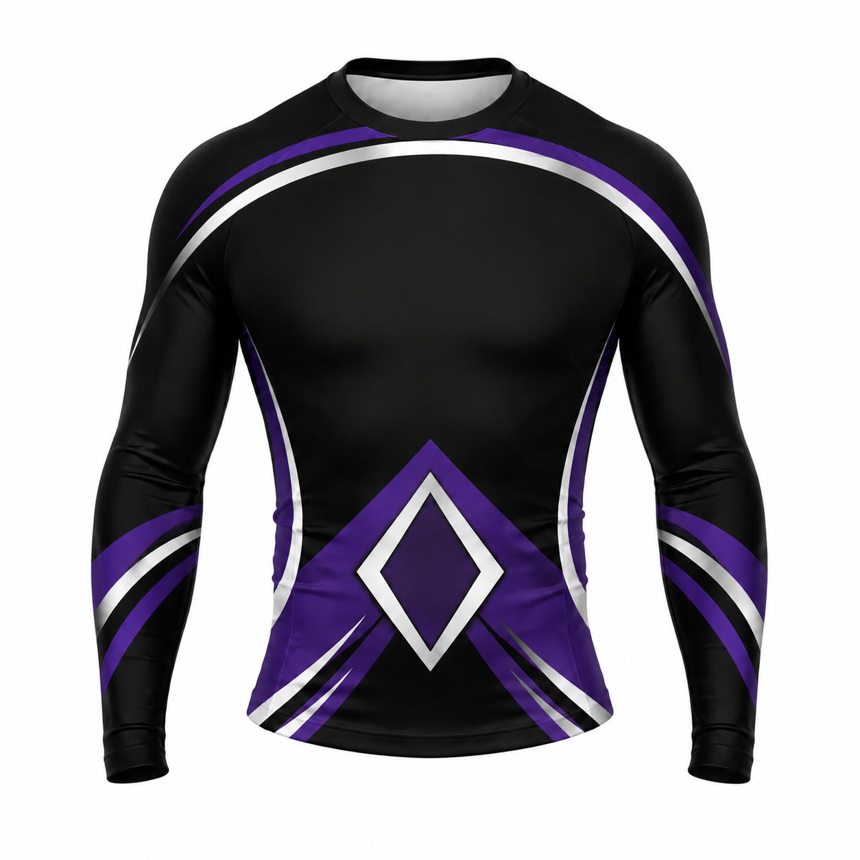 Double Diamond Armor Black Customizable Long Sleeve Compression Shirt