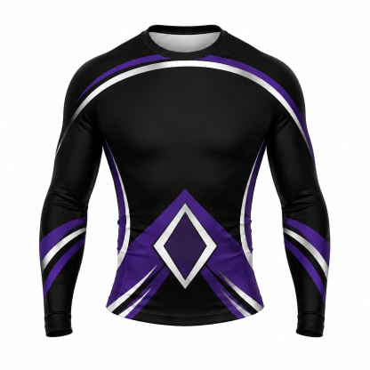 Double Diamond Armor Black Customizable Long Sleeve Compression Shirt