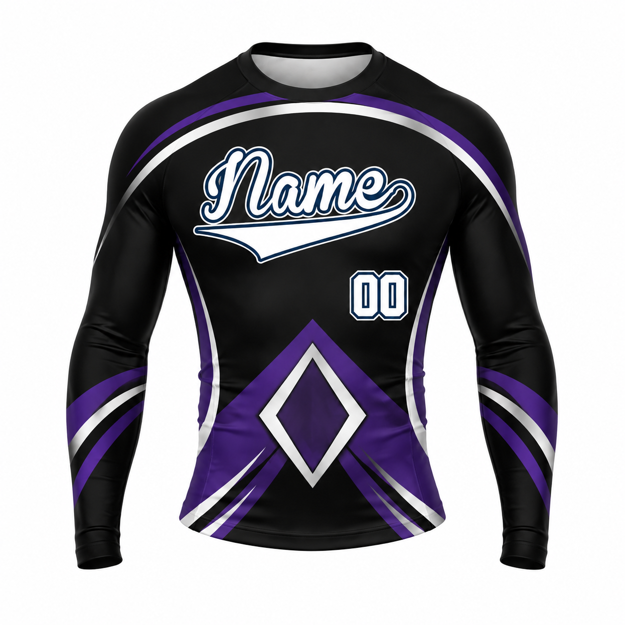 Double Diamond Armor Black Customizable Long Sleeve Compression Shirt