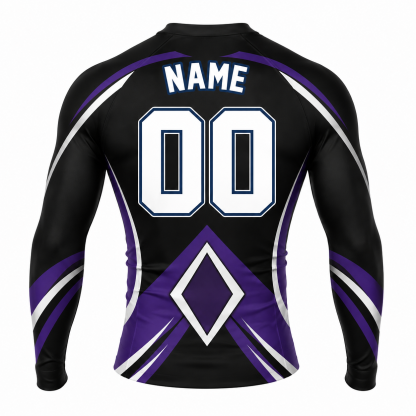 Double Diamond Armor Black Customizable Long Sleeve Compression Shirt