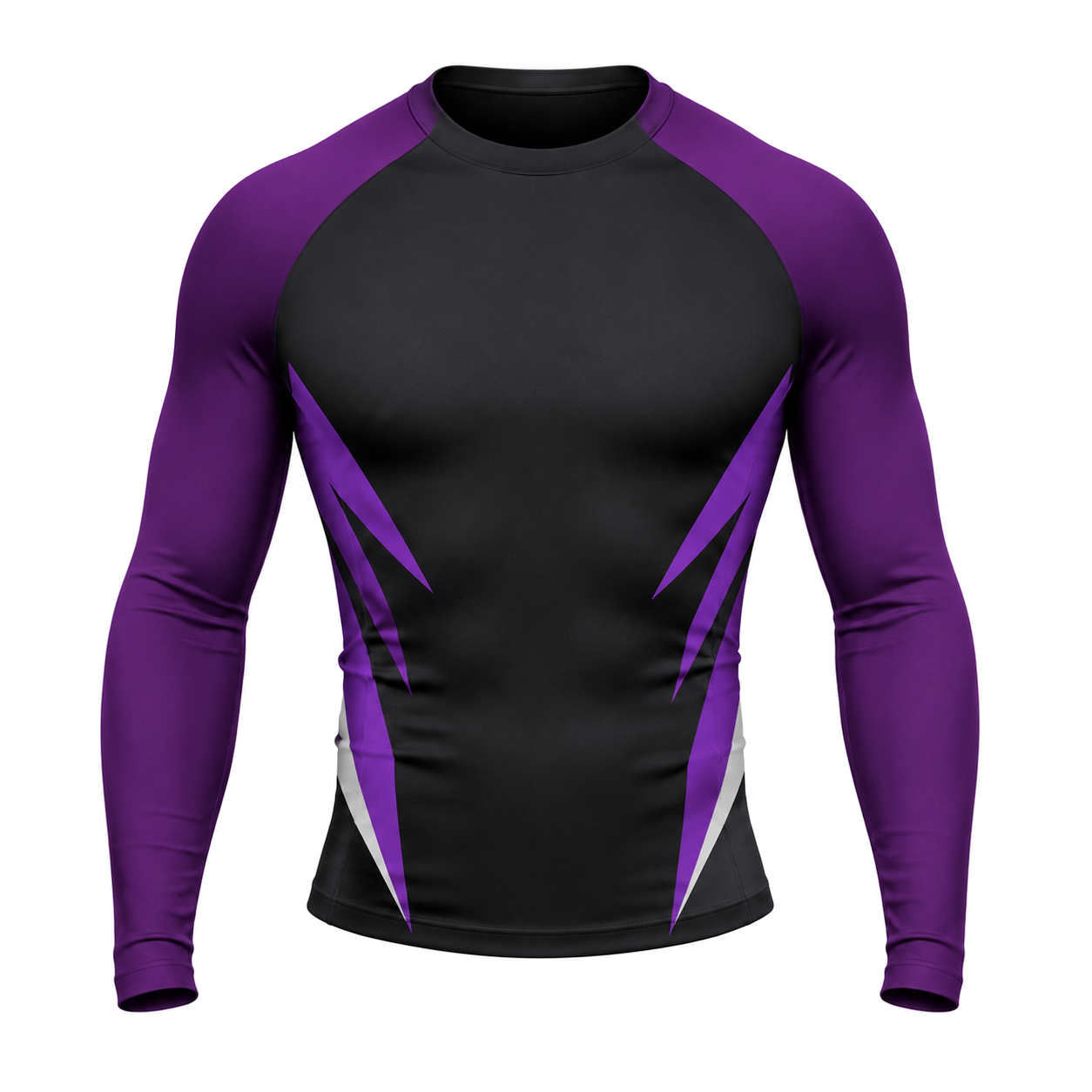 Tapered Spear Stripes Black Customizable Long Sleeve Compression Shirt
