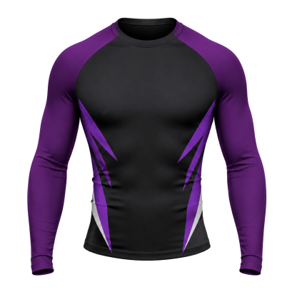Tapered Spear Stripes Black Customizable Long Sleeve Compression Shirt