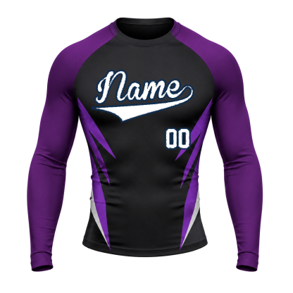 Tapered Spear Stripes Black Customizable Long Sleeve Compression Shirt
