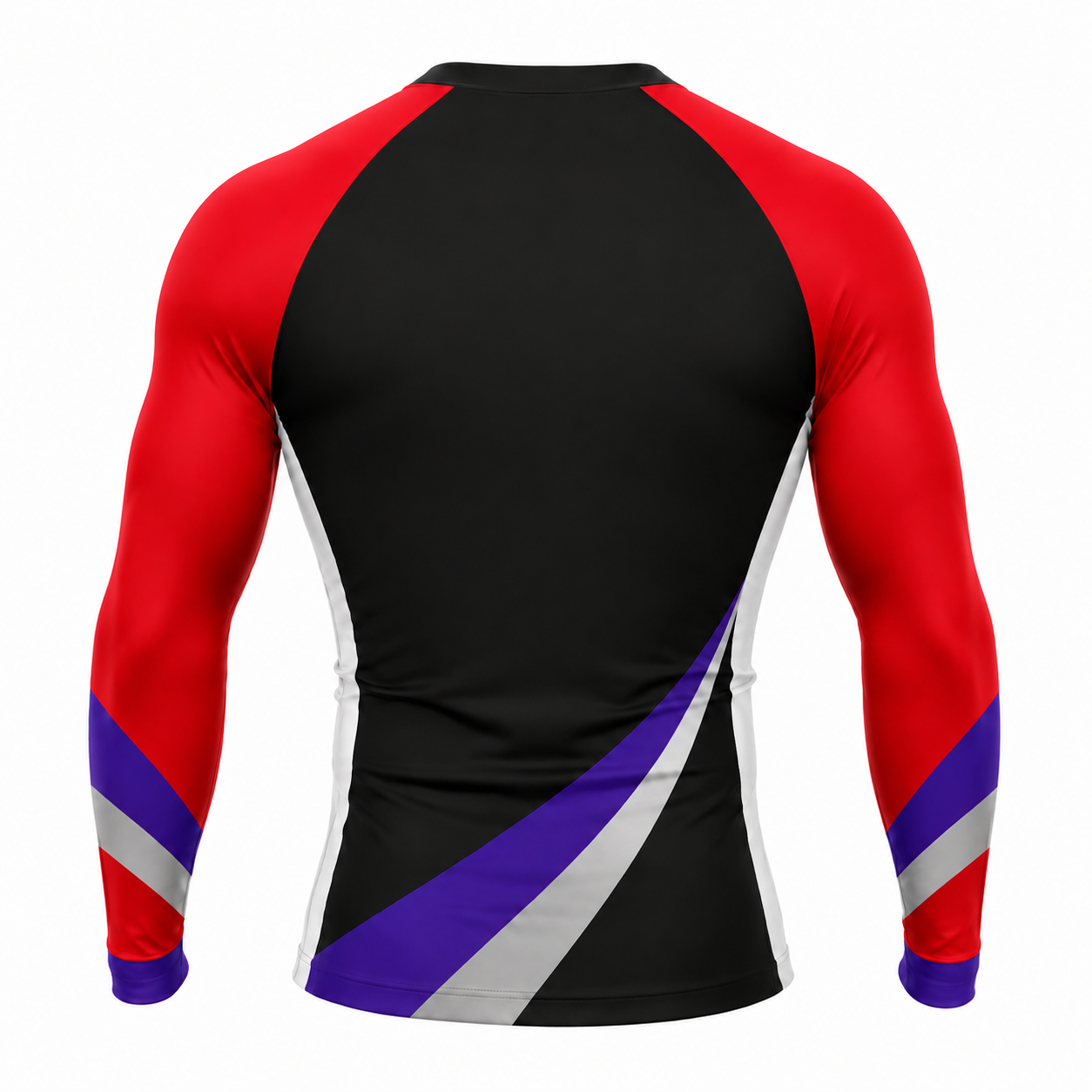 Diagonal Sash Black Primary Red Accent Customizable Long Sleeve Compression Shirt