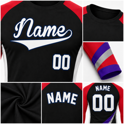 Diagonal Sash Black Primary Red Accent Customizable Long Sleeve Compression Shirt