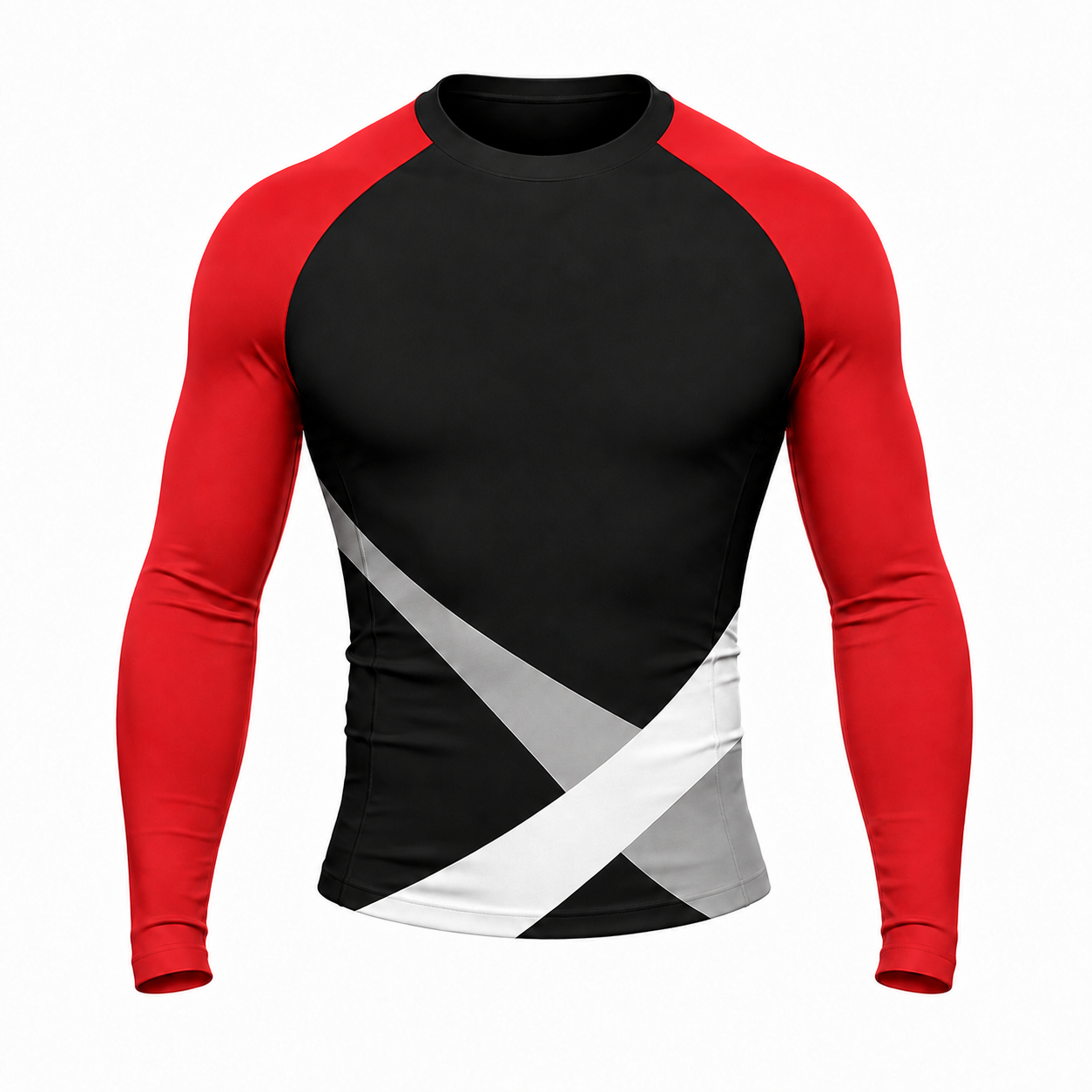 Crossed Waist Bands Black Customizable Long Sleeve Compression Shirt
