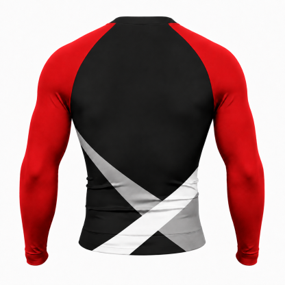 Crossed Waist Bands Black Customizable Long Sleeve Compression Shirt