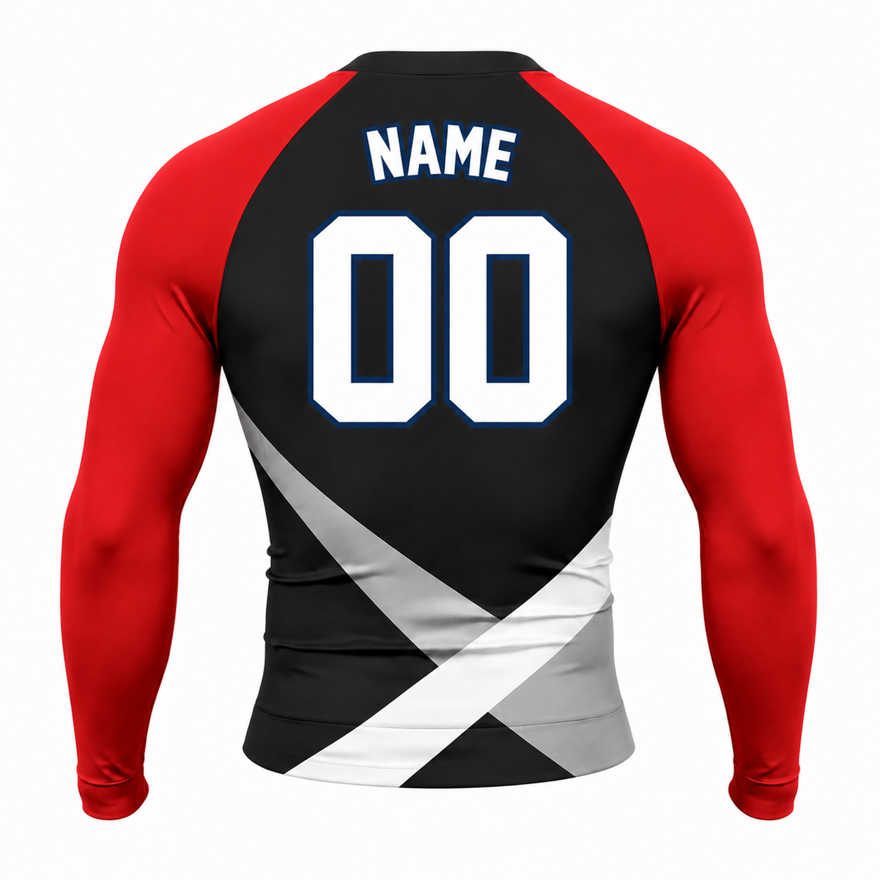Crossed Waist Bands Black Customizable Long Sleeve Compression Shirt