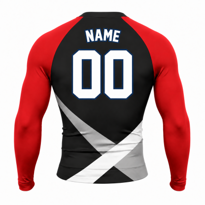 Crossed Waist Bands Black Customizable Long Sleeve Compression Shirt