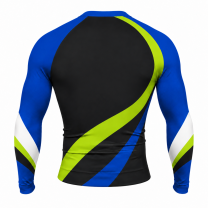 Curved Stripe Black Customizable Long Sleeve Compression Shirt