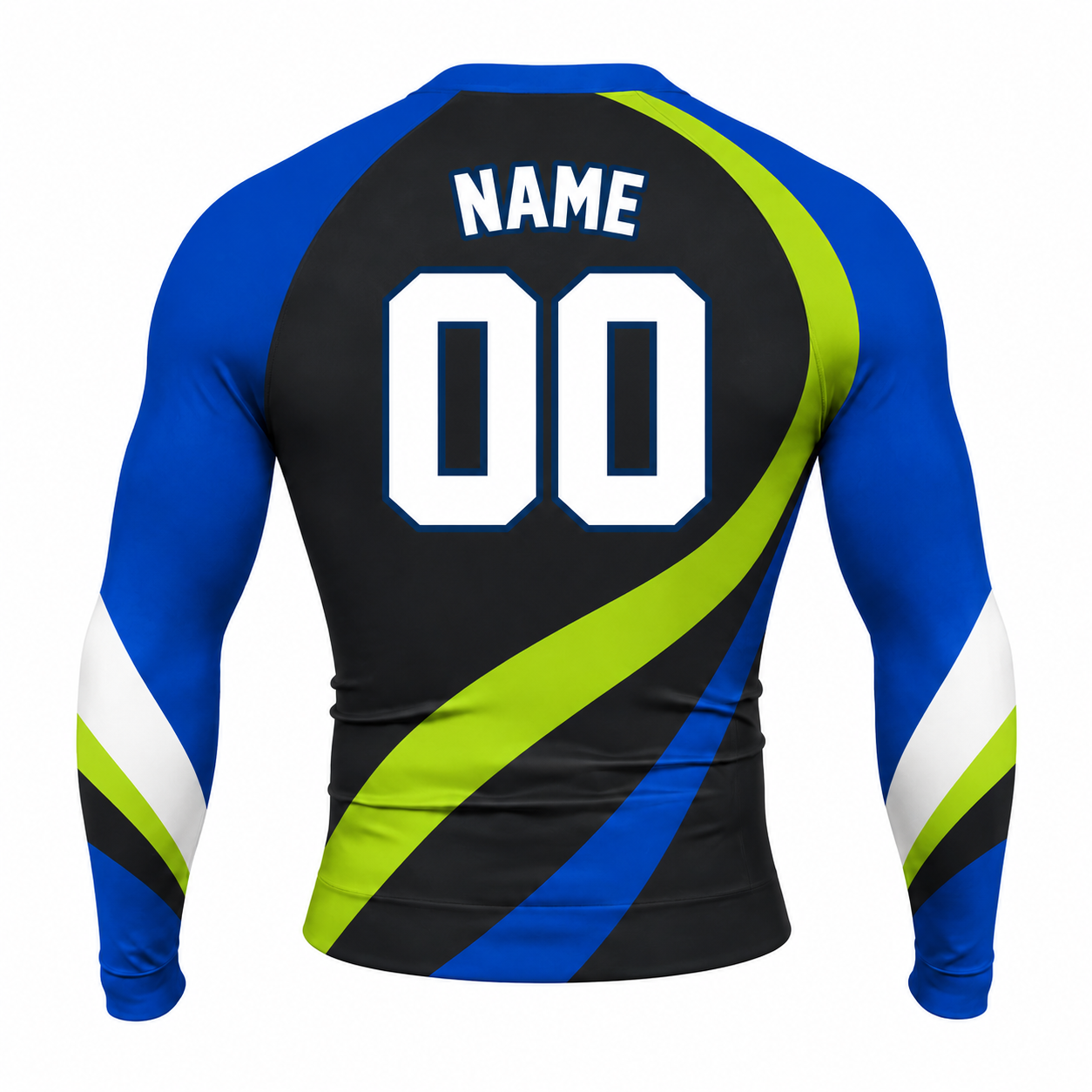 Curved Stripe Black Customizable Long Sleeve Compression Shirt