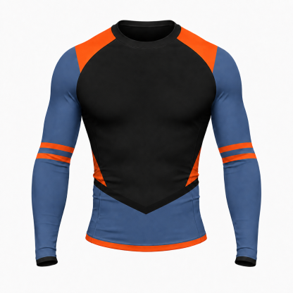 Shoulder Chevron Black Customizable Long Sleeve Compression Shirt
