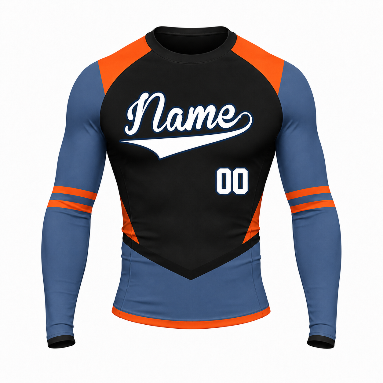 Shoulder Chevron Black Customizable Long Sleeve Compression Shirt