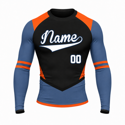 Shoulder Chevron Black Customizable Long Sleeve Compression Shirt