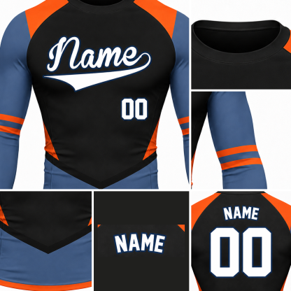 Shoulder Chevron Black Customizable Long Sleeve Compression Shirt