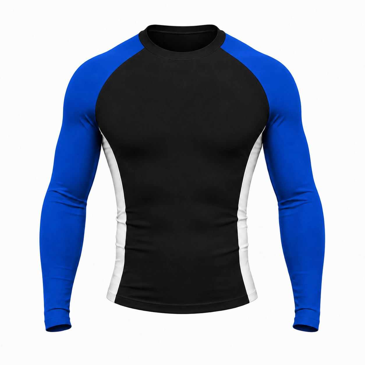 Shoulder Block Black Customizable Long Sleeve Compression Shirt