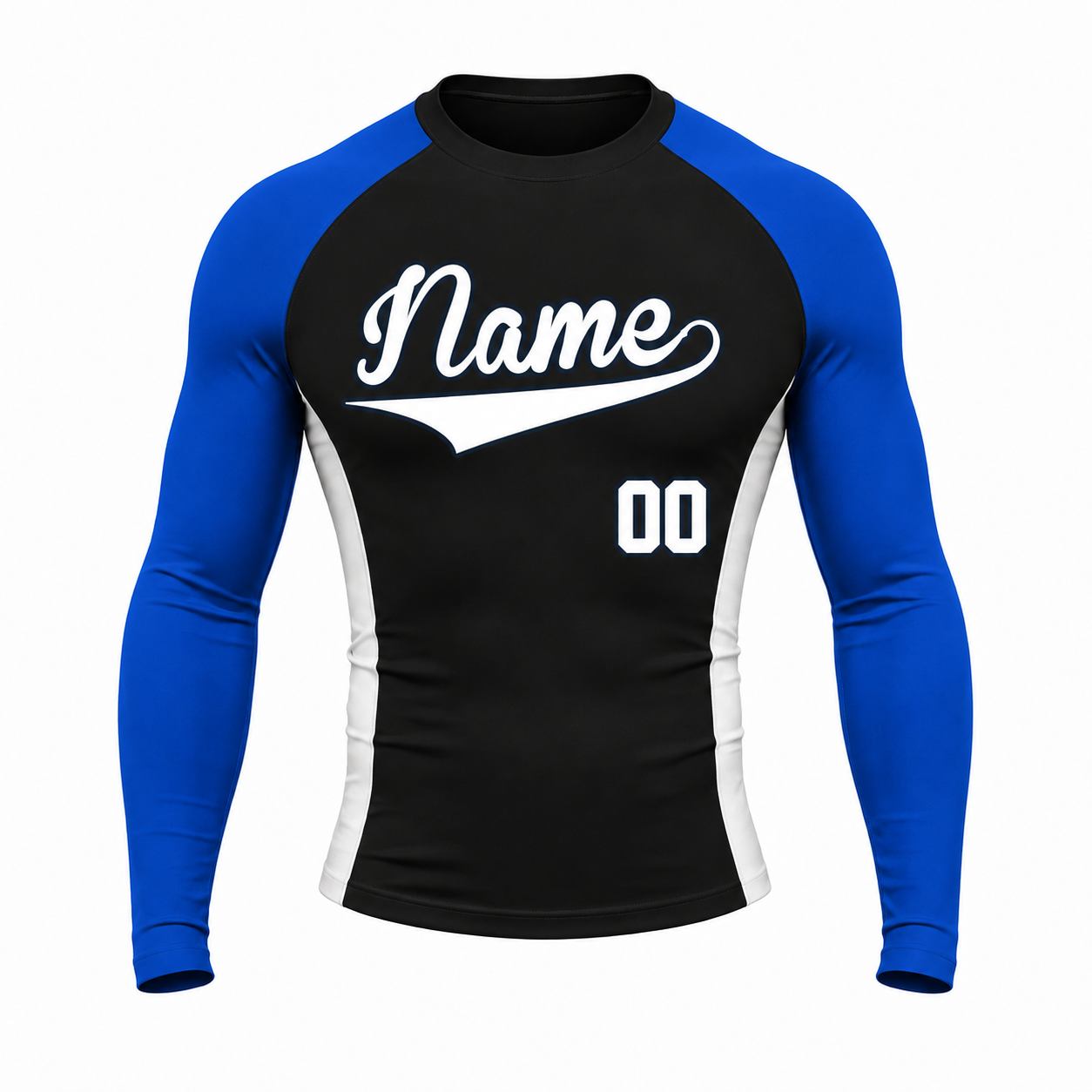 Shoulder Block Black Customizable Long Sleeve Compression Shirt